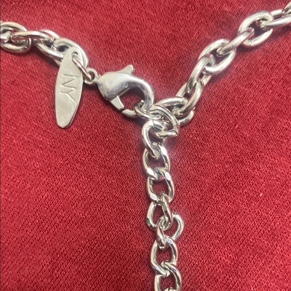 New York & Company Silver Blue Statement Necklace - Picture 4 of 4